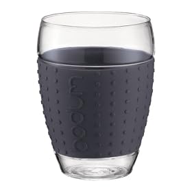 Bodum 15-ounce Pavina Glasses with Silicone Grip, Dark Grey, Set of 2: Kitchen &amp; Dining