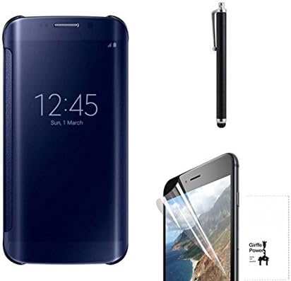 Giraffe Power(TM)Samsung Galaxy S6 Edge Case & Cover Brand New Unique Ultra Luxurious Flip Mirror face Transparent PC+PU Material Free 2 Screen protectors and a black stylus