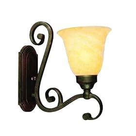 Yosemite Home Decor 82191-1EC Noreen Wall Sconce Light, Sienna Mist Glass Shade, Earthtone... by Yosemite Home Decor
