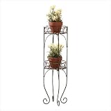 SCROLLED METAL 2 TIER PLANTER PLANT STAND SHELF UNIT