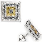 Solid 14K White Gold Micro Pav� .50 Carat Elegant Genuine Diamond Earrings