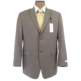 Buy Calvin Klein Mens Single Breasted 2 Button Solid Taupe Wool Suit - Size 42S by Calvin Klein