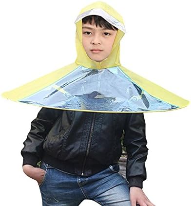Raincoat Kids Poncho Fixation Folding Umbrella Flying Saucer Cap Hands-free Umbrella In Sports &amp;Fitness(yellow)