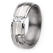 Grooved Polished Titanium and 1/3ctw. Diamond Ring (8.0 mm) With Wood Box - Sizes 8-12