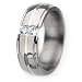 Grooved Polished Titanium and 1/3ctw. Diamond Ring (8.0 mm) With Wood Box - Sizes 8-12
