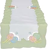Xia Home Fashions Easter Egg Embroidered Cutwork Easter Table Runner, 16 by 36-Inch