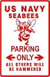 SEABEE PARKING navy military engineer sign
