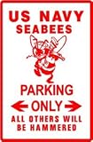 SEABEE PARKING navy military engineer sign