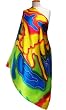 SilkNOW Hand Painted 100% Silk Satin Scarf with Bold Modern Color Pattern