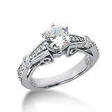 Sale  1.0 Ct Diamond Engagement Ring Solitaire 14k White Gold Round Cut SI3 H