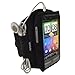 iGadgitz Black Water Resistant Neoprene Sports Gym Jogging Armband for HTC Desire Z Android Smartphone Cell Phone