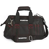 Workpro 16-inch Wide Mouth Tool Bag with Water Proof Rubber Base
