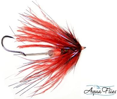 Aqua Flies - Red Fish Taco Steelhead Stinger Fly - Set of 4 Flies - Gamakatsu Hooks Flies
