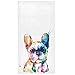 Wamika French Bulldog Puppy Hand Towels 16x30 in Watercolor Dog Colorful Art Bathroom Towel Soft Absorbent Deer Small Bath Towel Kitchen Dish Guest Towel Home Bathroom Decorations