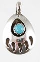 Small Bear Paw Pendant in Turquoise and Sterling Silver, #2379