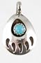 Small Southwestern Native American Bear Paw Pendant in Turquoise and Sterling Silver, #2379
