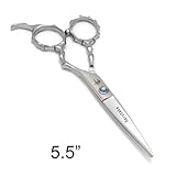Harutake Professional Hair Cutting Scissors Shears Barber Thinning 5.5 6.5 Bamboo Handler+ Hidden Tension Screw with Light Blue Crystal