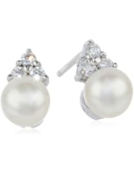 Bella Pearl Triple Cubic Zirconia Earrings