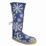 MukLuks Blue Suede Snowflake Knit Toggle Boot - M (6.5-7.5)