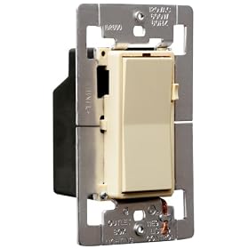 Pass and Seymour D600EI 600-Watt Single Pole 3-way Decorator Incandescent Dimmer, Ivory by Pass & Seymour