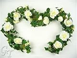 183cm Artificial Silk Wedding Flower Rose Ivy Chain Garland (Cream) from GT Decorations