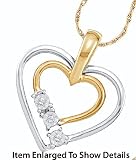 Stunning 2 Tone Gold Double Heart Diamond Pendant