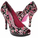 BETSEY JOHNSON Women's Rosy (Black Satin Floral 6.0 M)