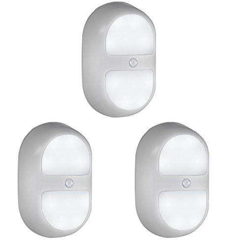 XLUX LED Night Light with Motion Sensor, Battery Powered White Light, 3 Pack