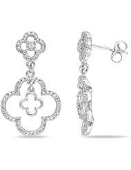 10k White Gold Accent Diamond Ear Pin Earrings (0.15 Cttw, G-H Color, I1-I2 Clarity )