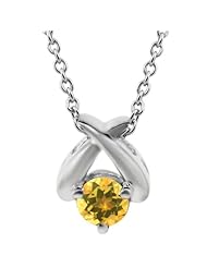 0.45 Ct Round Yellow VS Citrine 14K White Gold Pendant