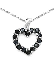 1.12 Carat Genuine Sapphire 925 Sterling Silver Heart Pendant