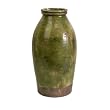 20" Distressed Olive Green Roman Pottery Jar Flower Vase