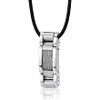 Hard-hitting Fashion: Stainless Steel Cable Style Pendant on a Rubber Cord for Men