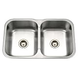 Houzer MGD-3120-1 Medallion 31-1/2-by-20-3/16-Inch 50/50 Double Bowl Undermount Stainless Steel Kitchen Sink