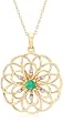Yellow Gold Overlay Sterling Silver Round Emerald Pendant w/ Diamond Accents, 18"
