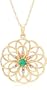 Yellow Gold Plated Sterling Silver Round Emerald Pendant and Diamond Accents, 18"