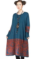 Sweater Acrylic/Polyester/Knit General Print Winter Long Sleeves Maxi Dress 