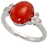 14k White Gold Ring, 7/16 (11mm) wide, w/ 0.09 Carat Round Brilliant Diamonds & 2.62 Carats (11x9mm) Oval Cut Jade