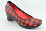 crocs Women's Plaid Lydia Lumberjack Wedge,Red/Black,7 M US