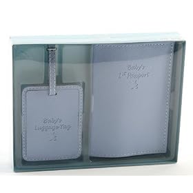 Baby's First Passport Cover and Matching Luggage Tag - Baby Boy Gift Set