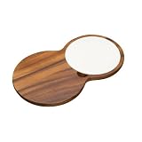 Natural Elements Acacia Wood Cheese Board with an Inset Ceramic Plate