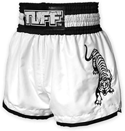 Tuff Muaythai Boxing Training White Shorts Tiger Embrodery 161 Free Express Ship