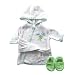 Luvable Friends Bath Robe and Slippers Woven Terry, Umbrella Animals, Green Frog