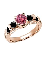 1.63 Ct Round Pink and Black Diamond 14K Rose Gold Ring