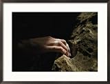 A Close View of a Climbers Hand Utilizing a Natural Hold Framed Photographic Poster Print by Bobby Model, 29x21