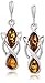 Sterling Silver Honey Amber Celtic Earrings