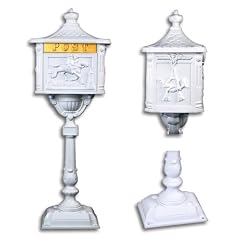 Antiker Briefkasten Standbriefkasten Alu weiss, 111 cm hoch