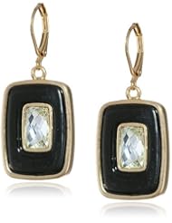 Anne Klein "Preston Black" Gold-Tone Black Geometric Drop Earrings
