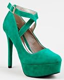 Qupid Marquise-09 Criss Cross Platform Stiletto High Heel Velvet Pump