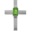 14K White Gold Emerald Cross Pendant